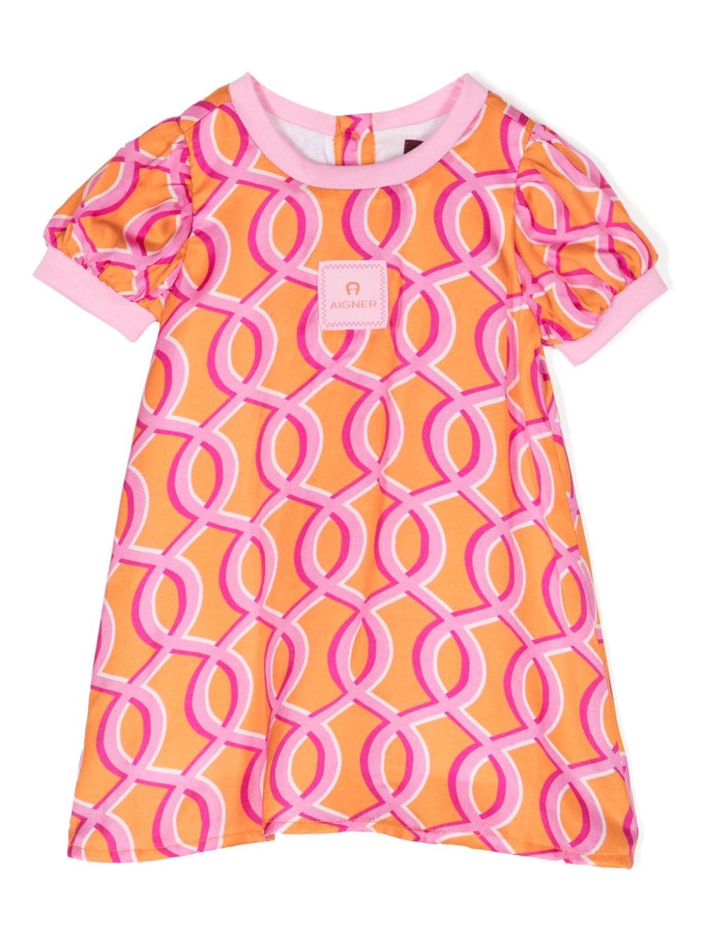 Aigner Kids printed puff-sleeve dress - Orange von Aigner Kids