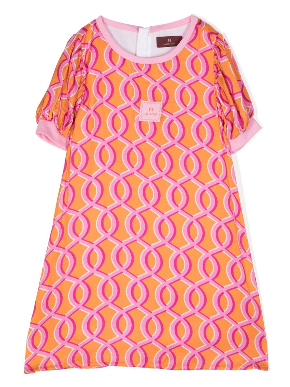 Aigner Kids printed puff-sleeve dress - Orange von Aigner Kids