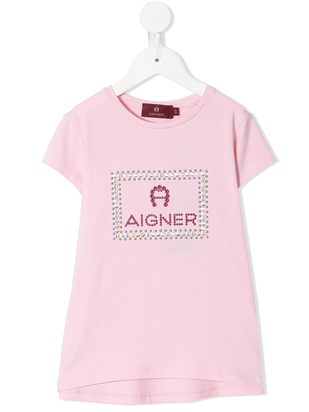 Aigner Kids rhinestone-embellished logo T-shirt - Pink von Aigner Kids