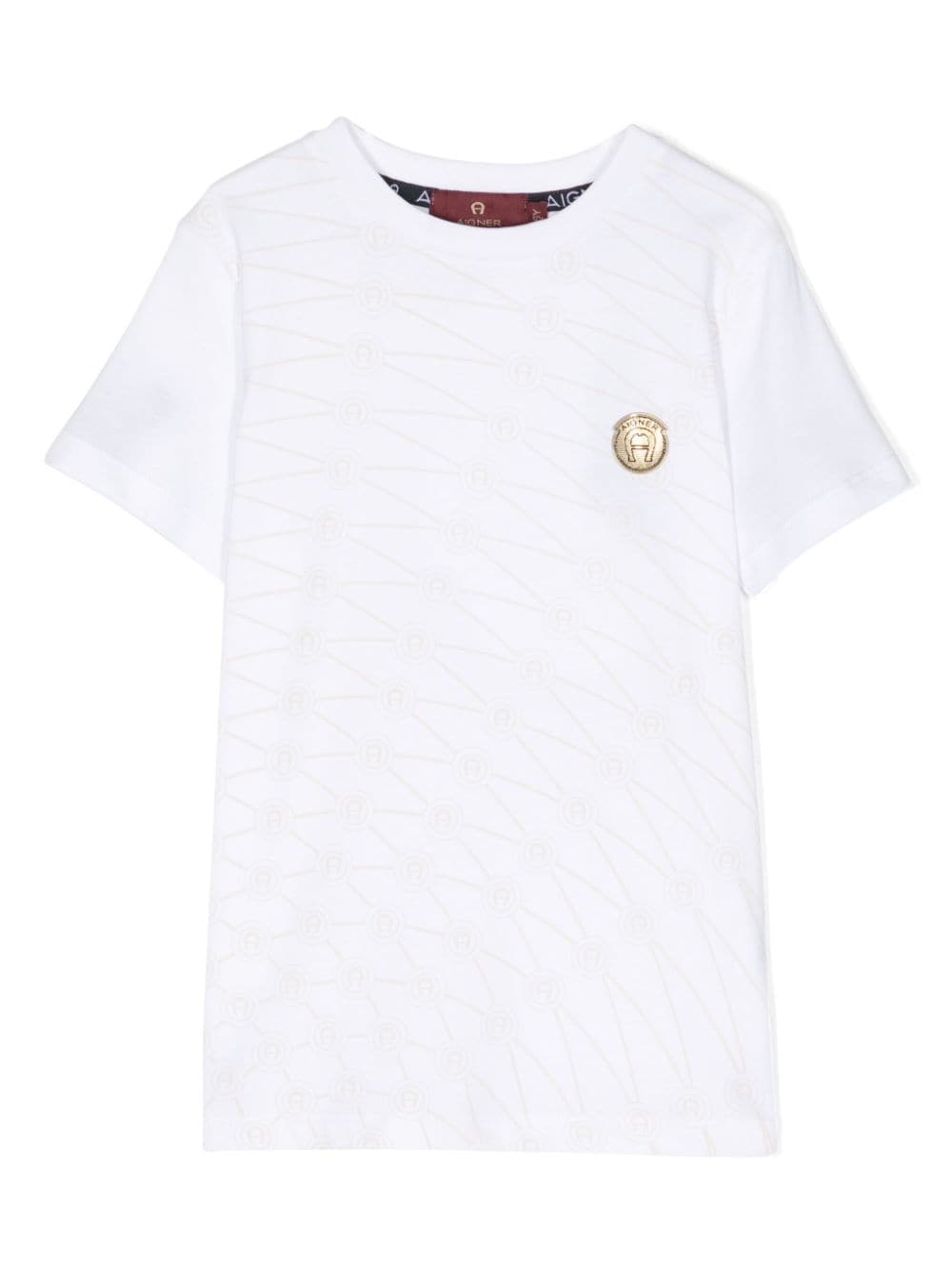 Aigner Kids rubberised-logo monogram-print cotton T-shirt - White von Aigner Kids