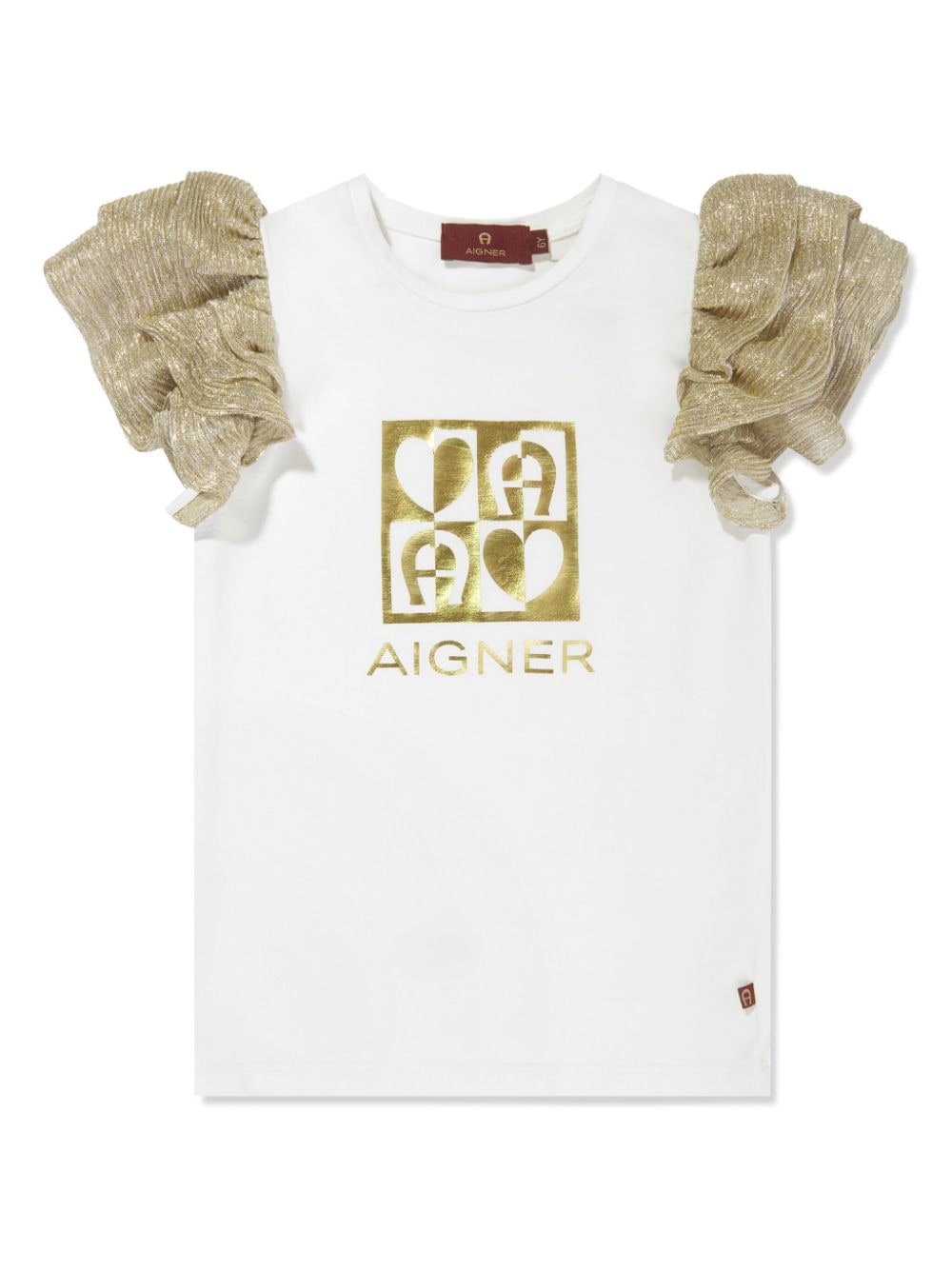 Aigner Kids ruffled logo-print T-shirt - White von Aigner Kids