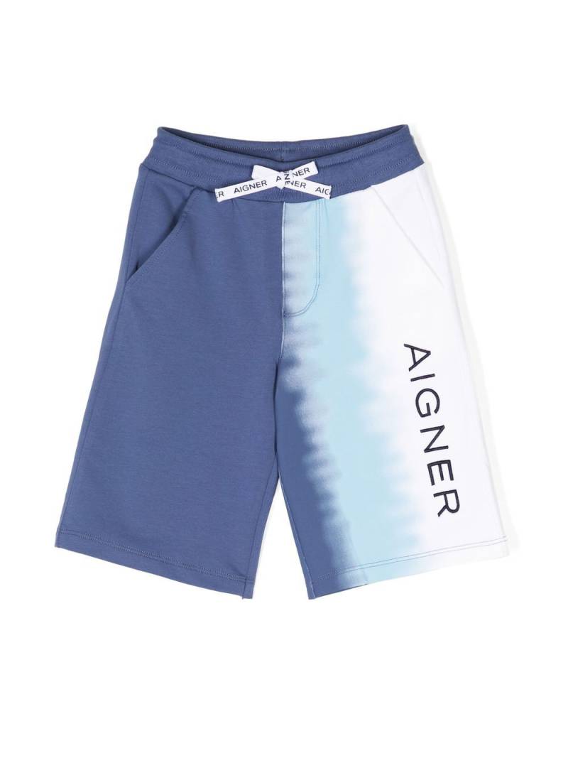 Aigner Kids tie-dye embroidered-logo shorts - Blue von Aigner Kids