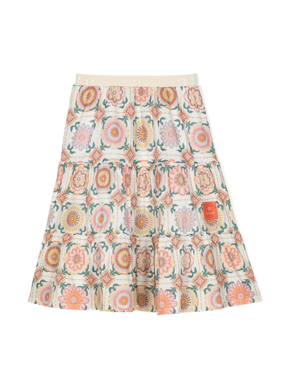 Aigner Kids tile-print cotton skirt - White von Aigner Kids