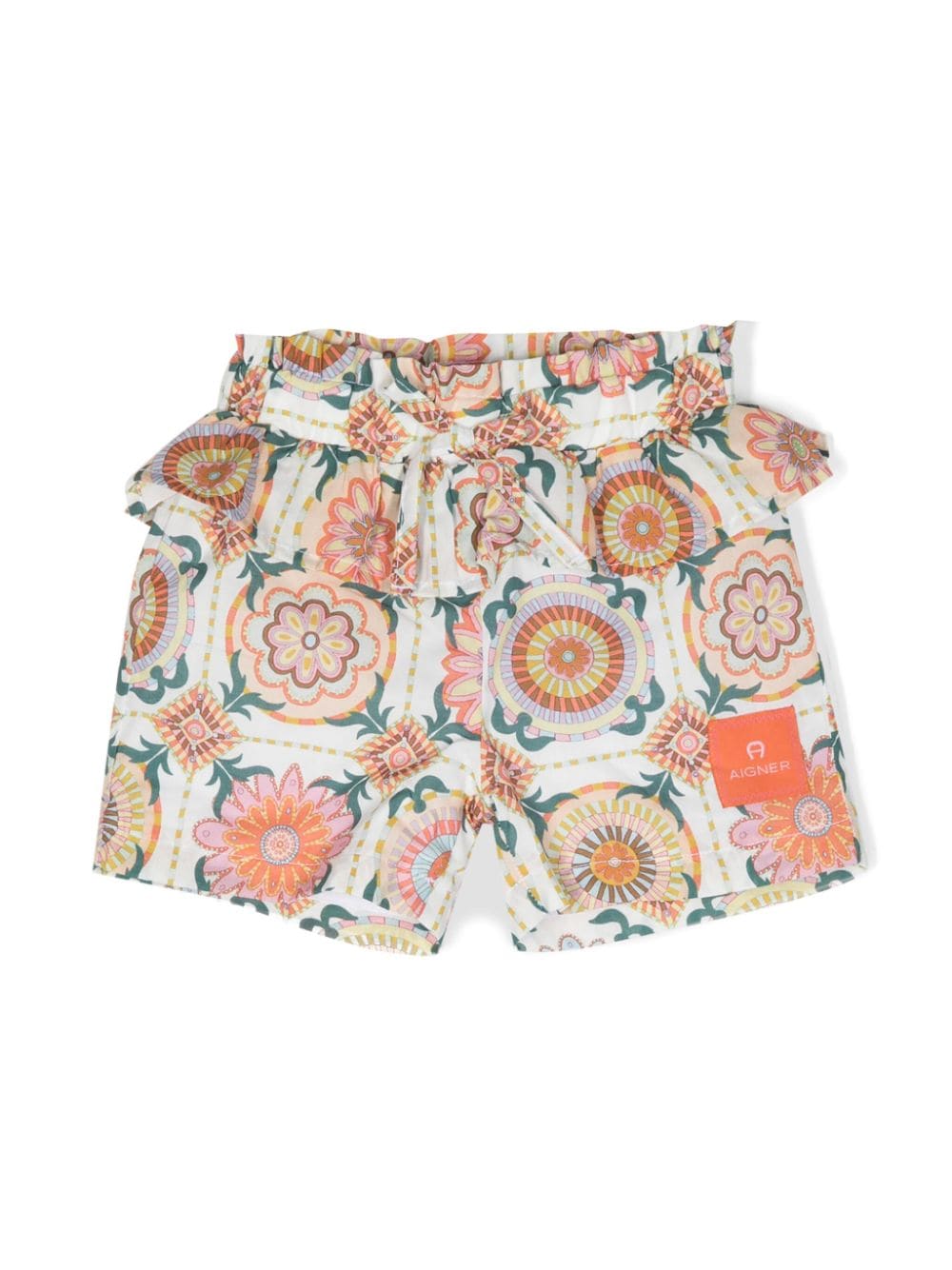 Aigner Kids tile-print ruffled shorts - White von Aigner Kids