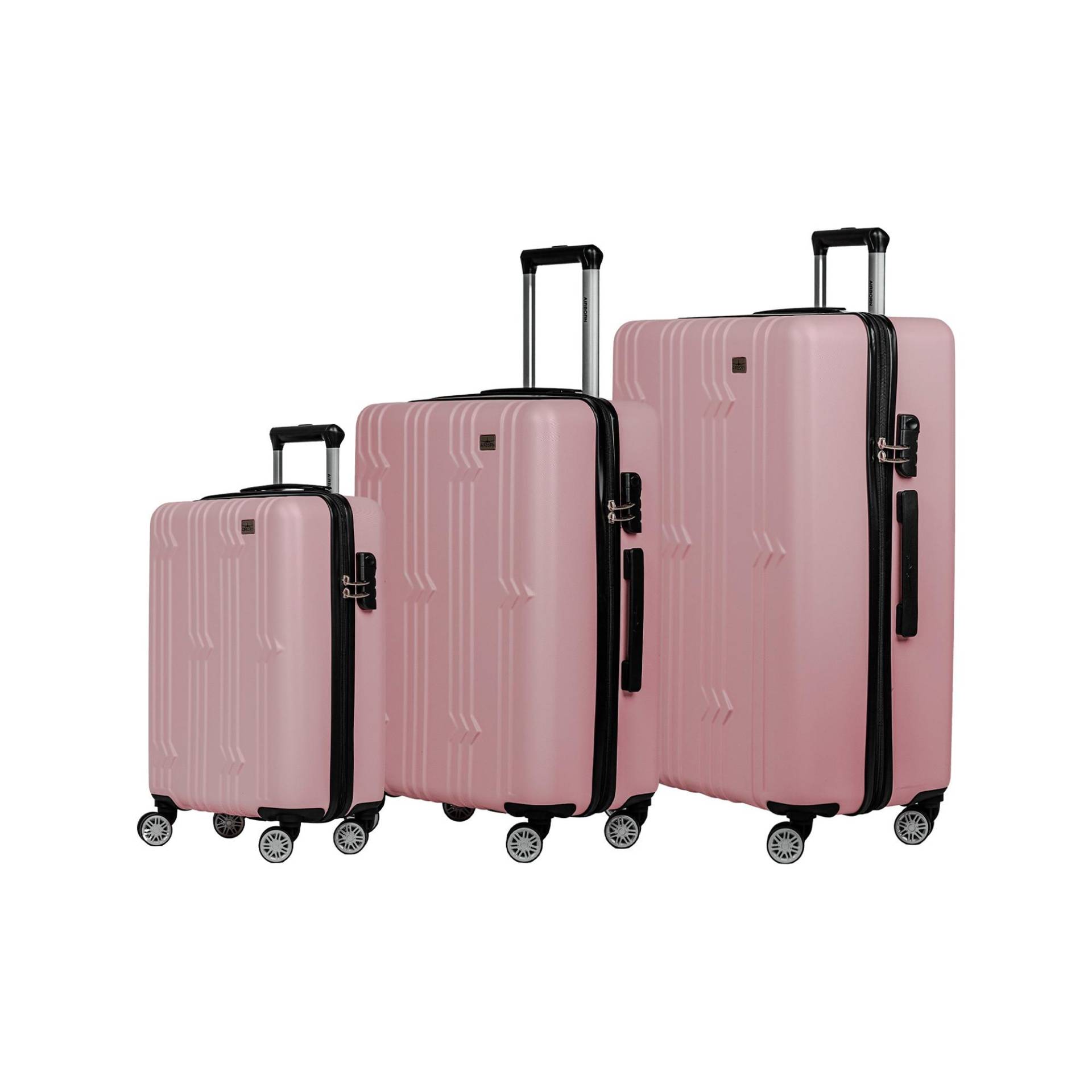 3er-set Hartschalenkoffer Unisex Pink S/M/L von Airborn by SwissImport Solutions