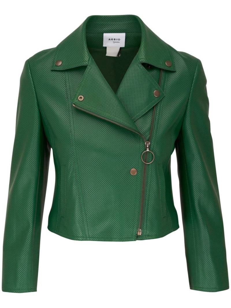 Akris Punto perforated leather biker jacket - Green von Akris Punto
