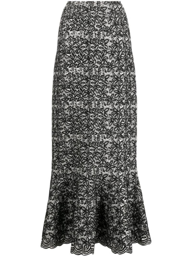 Alaïa Pre-Owned 2010s floral-pattern long skirt - Black von Alaïa Pre-Owned