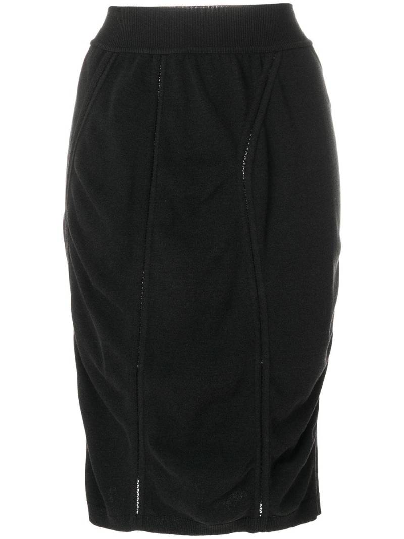 Alaïa Pre-Owned 1980's midi draped pencil skirt - Black von Alaïa Pre-Owned