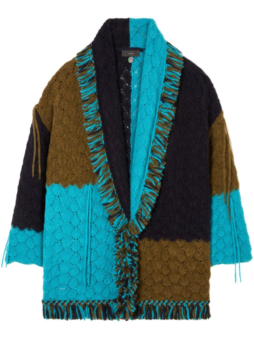 Alanui Antarctic Dream patchwork crochet-knit cardigan - Blue von Alanui