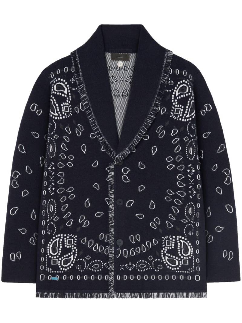 Alanui Bandana Jacquard cashmere cardigan - Blue von Alanui