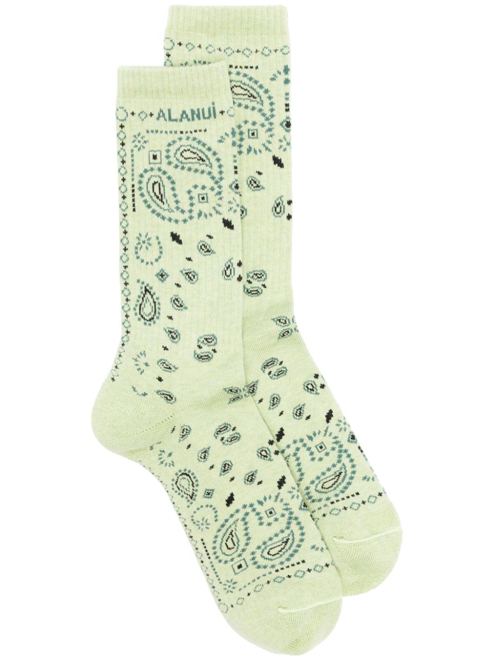 Alanui Bandana logo-embroidered ribbed-knit socks - Green von Alanui