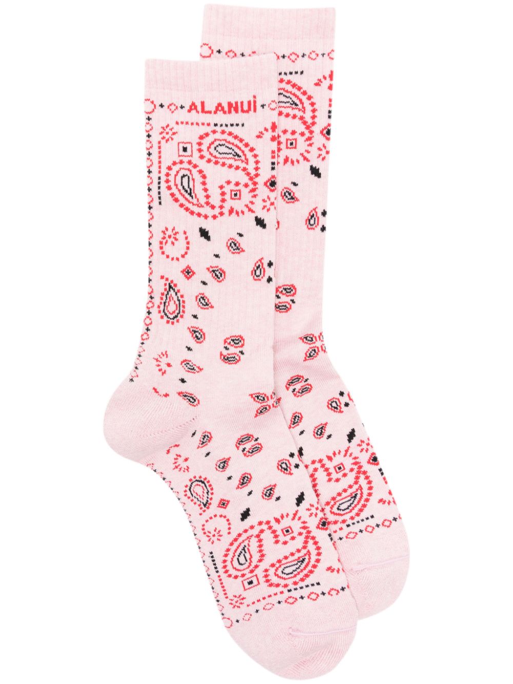 Alanui Bandana logo-embroidered ribbed-knit socks - Pink von Alanui