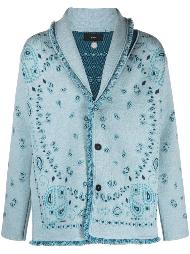 Alanui bandana-jacquard cashmere cardigan - Blue von Alanui