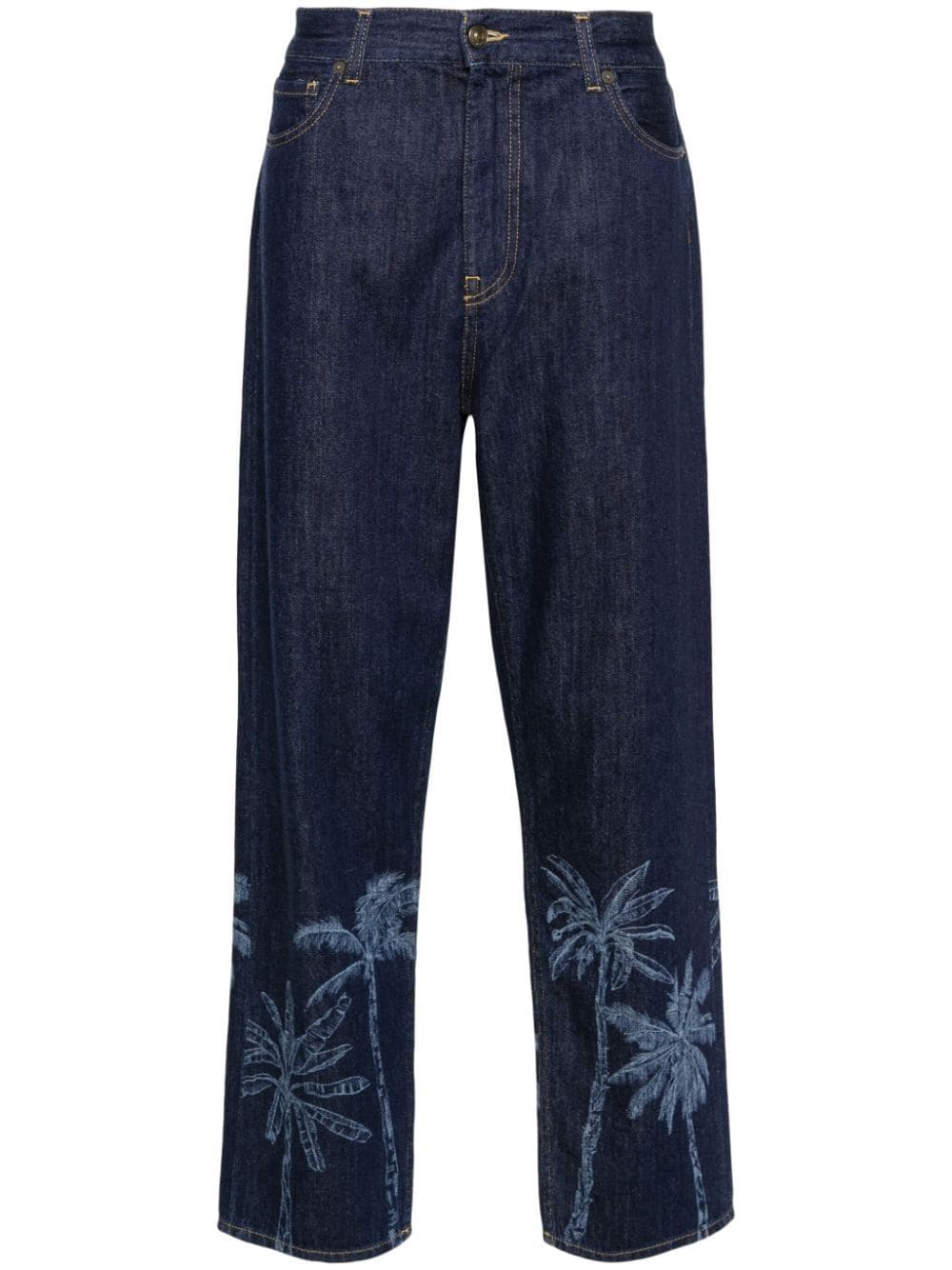 Alanui graphic-print cotton straight-leg jeans - Blue von Alanui