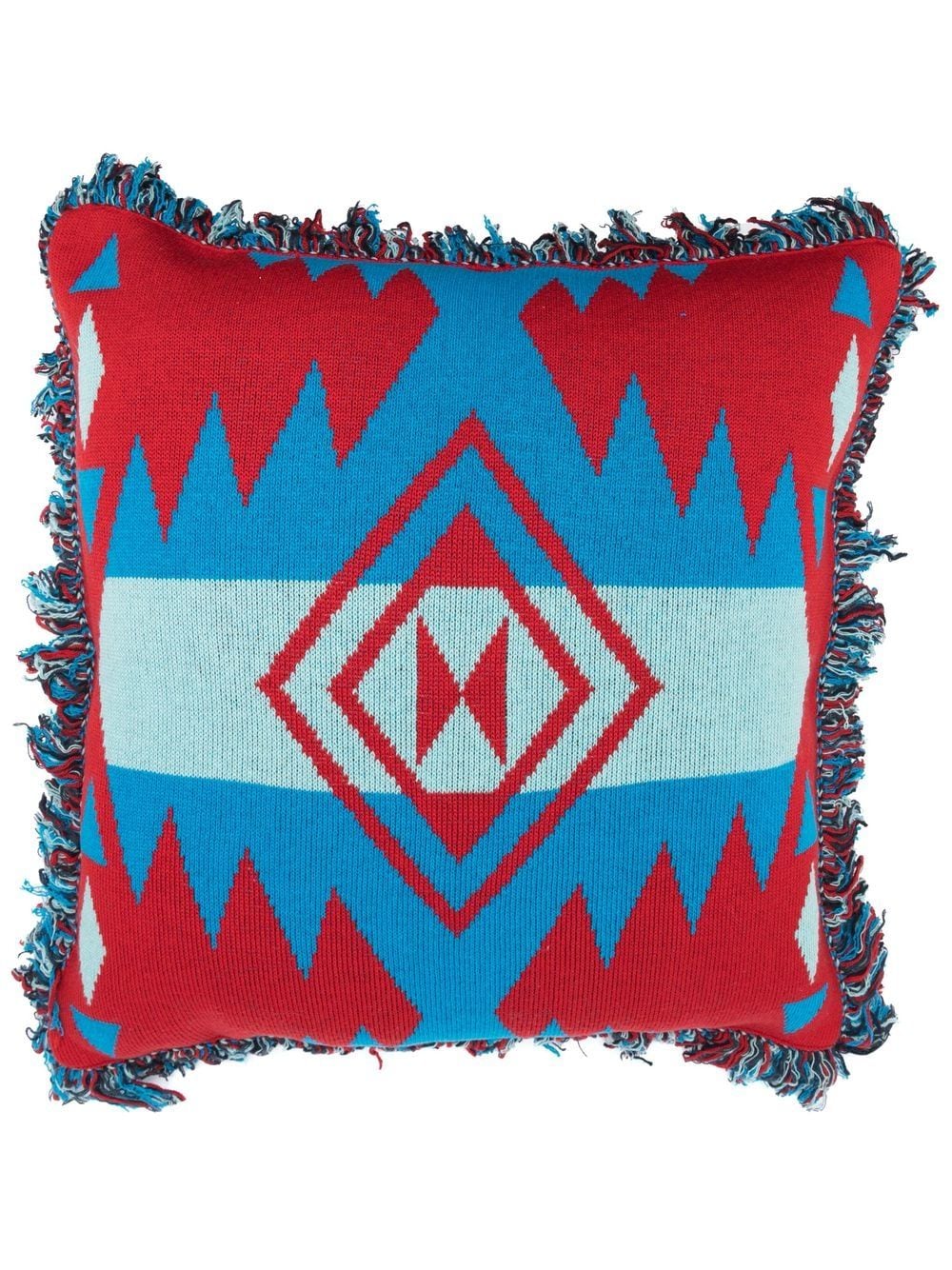 Alanui intarsia-knit fringed-edge pillow - Red von Alanui