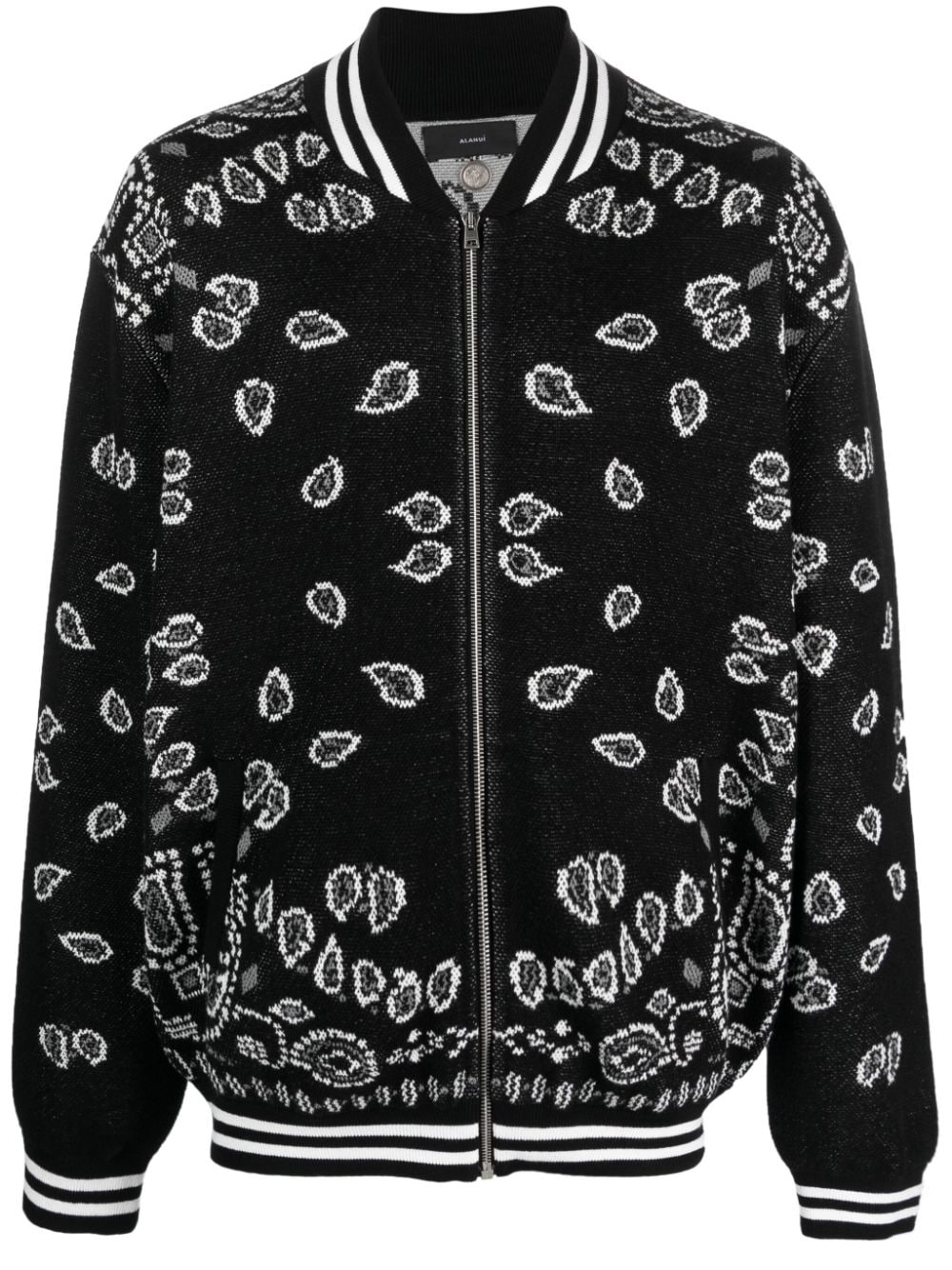 Alanui intarsia-knit zip-up bomber jacket - Black von Alanui