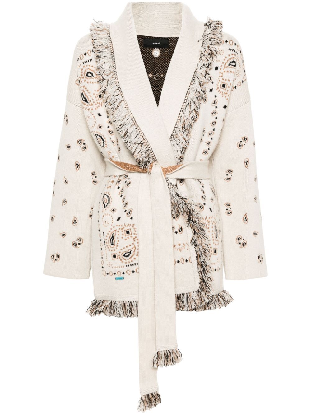 Alanui paisley-jacquard frayed cardigan - Neutrals von Alanui