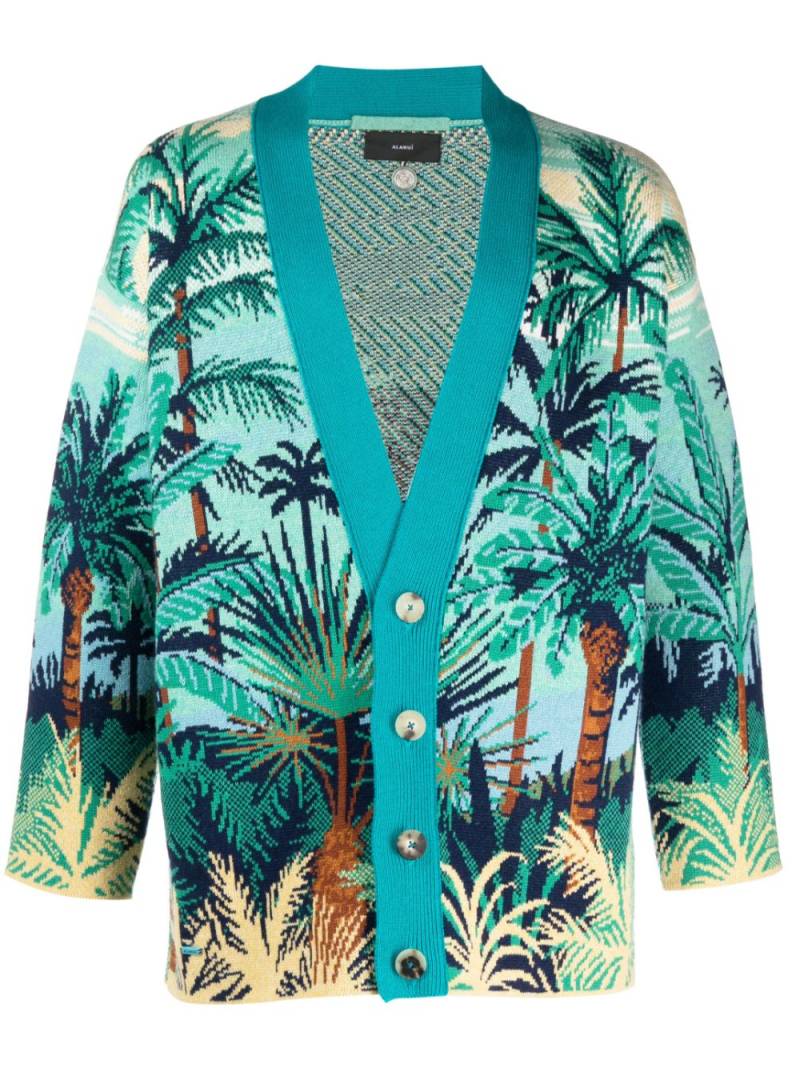 Alanui palm tree-print cashmere cardigan - Blue von Alanui