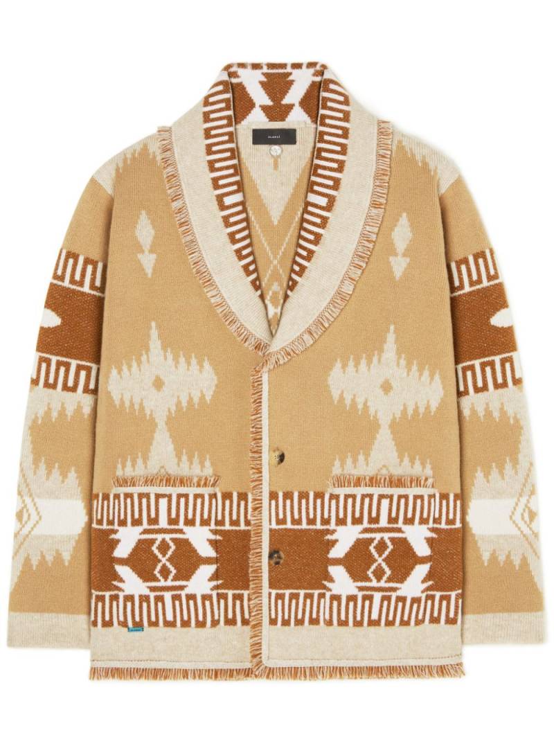 Alanui patterned-jacquard frayed-trim cardigan coat - Neutrals von Alanui