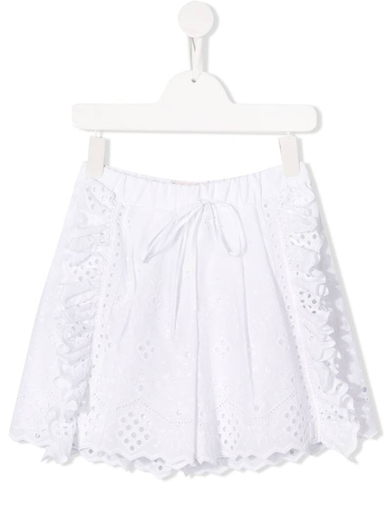 Alberta Ferretti Kids embroidered ruffled shorts - White von Alberta Ferretti Kids