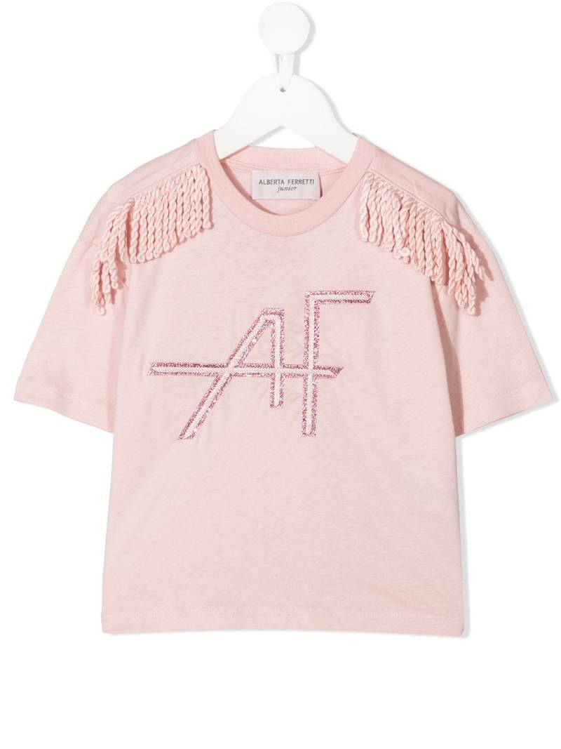Alberta Ferretti Kids fringe-trimmed T-shirt - Pink von Alberta Ferretti Kids
