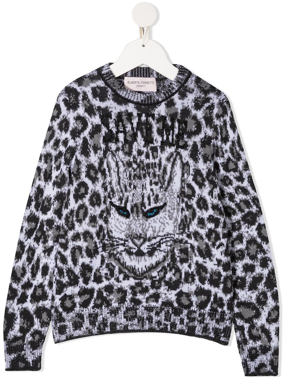 Alberta Ferretti Kids leopard print knitted jumper - Grey von Alberta Ferretti Kids