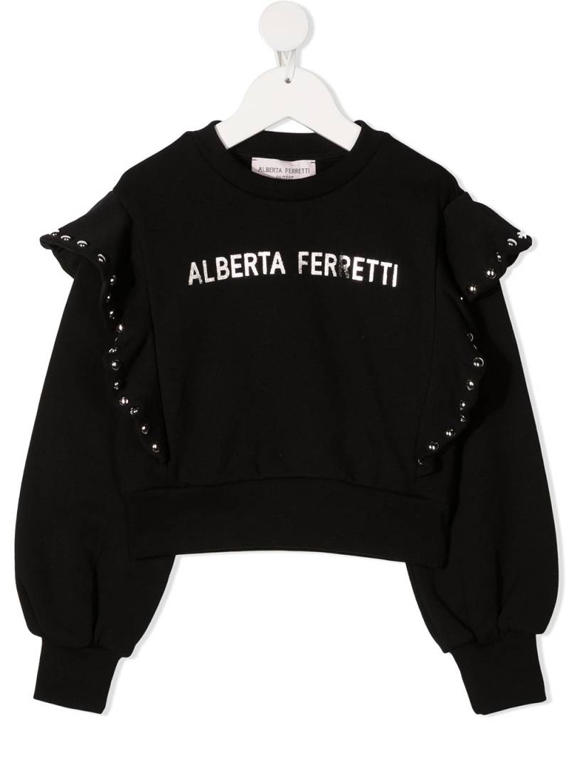 Alberta Ferretti Kids logo-print rockstud-detail sweatshirt - Black von Alberta Ferretti Kids