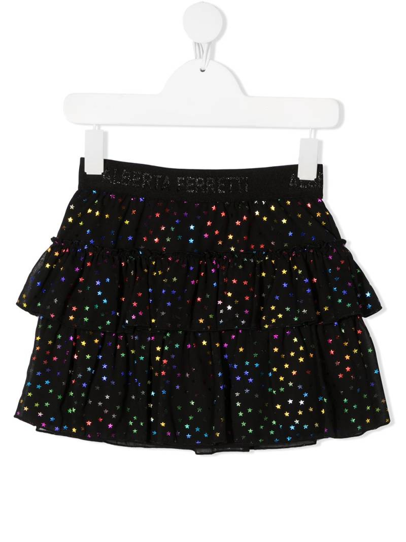 Alberta Ferretti Kids tiered star-print tulle skirt - Black von Alberta Ferretti Kids