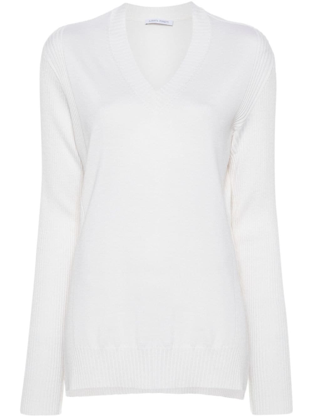 Alberta Ferretti V-neck knitted top - White von Alberta Ferretti