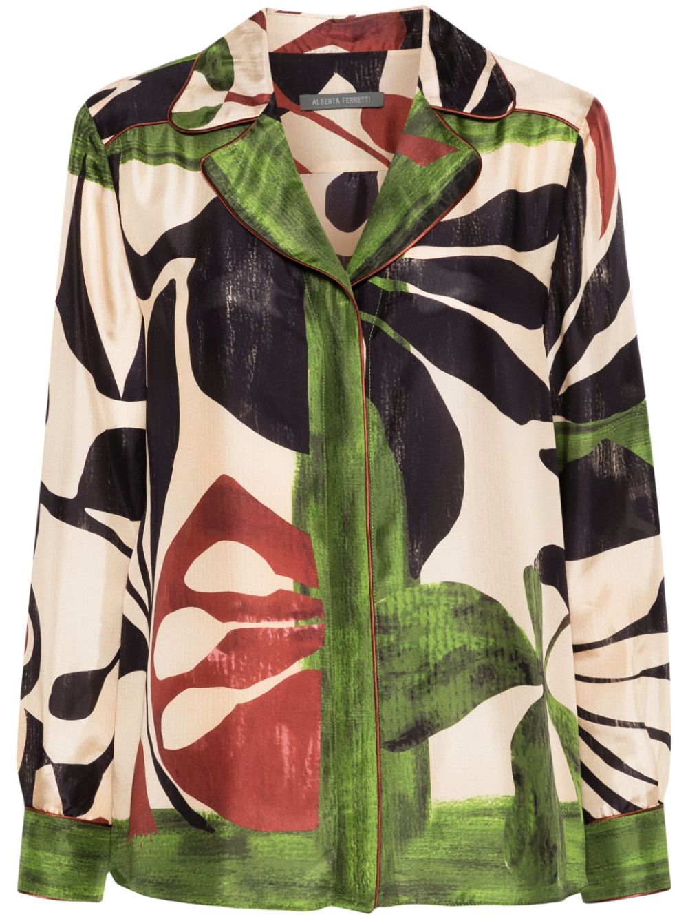 Alberta Ferretti abstract-print satin shirt - Green von Alberta Ferretti