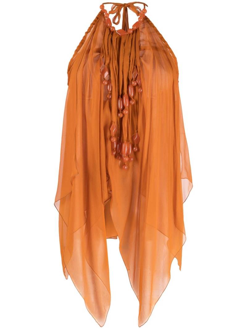 Alberta Ferretti beaded halter silk top - Orange von Alberta Ferretti