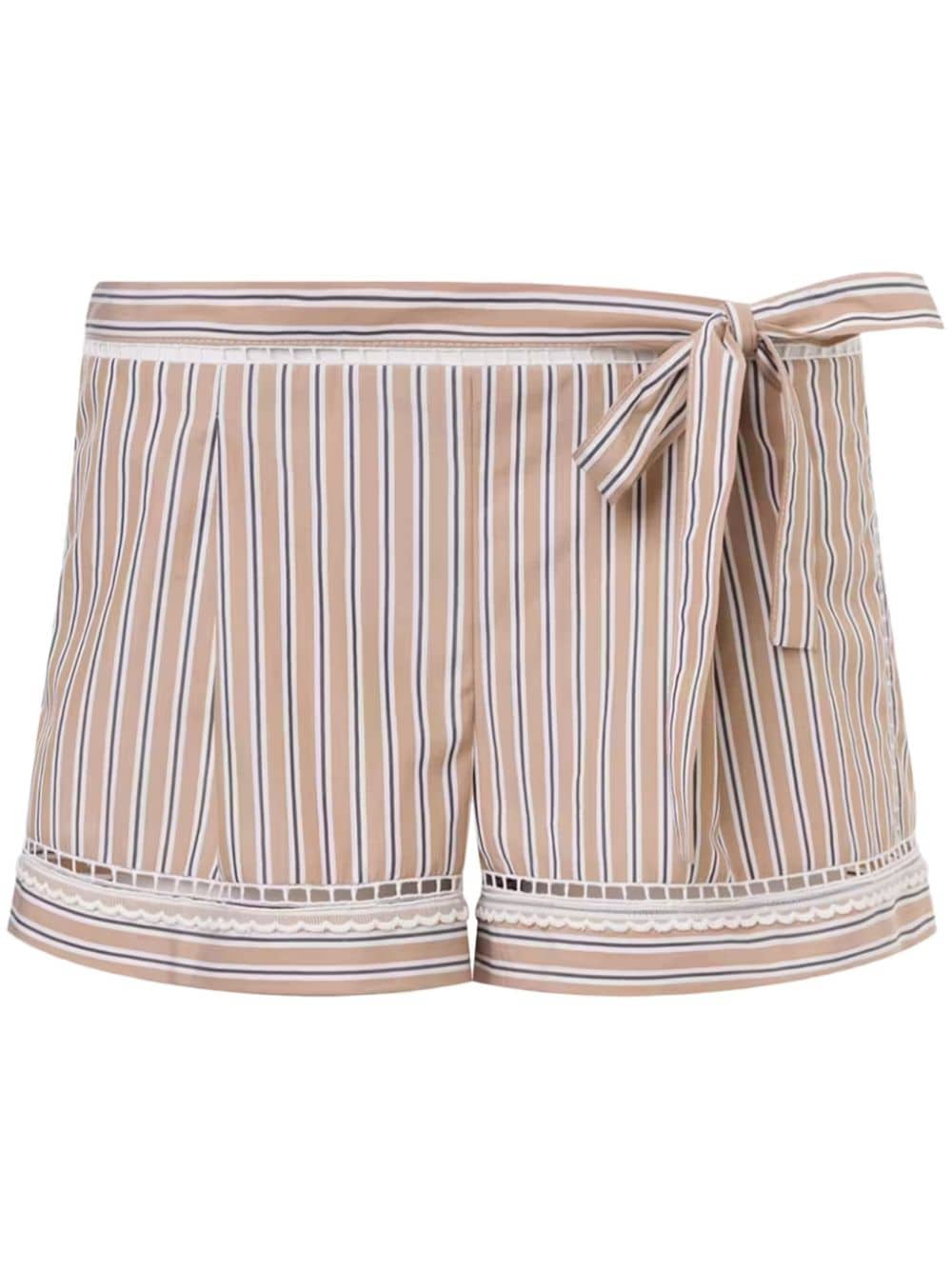 Alberta Ferretti bow-embellished striped mini shorts - Neutrals von Alberta Ferretti