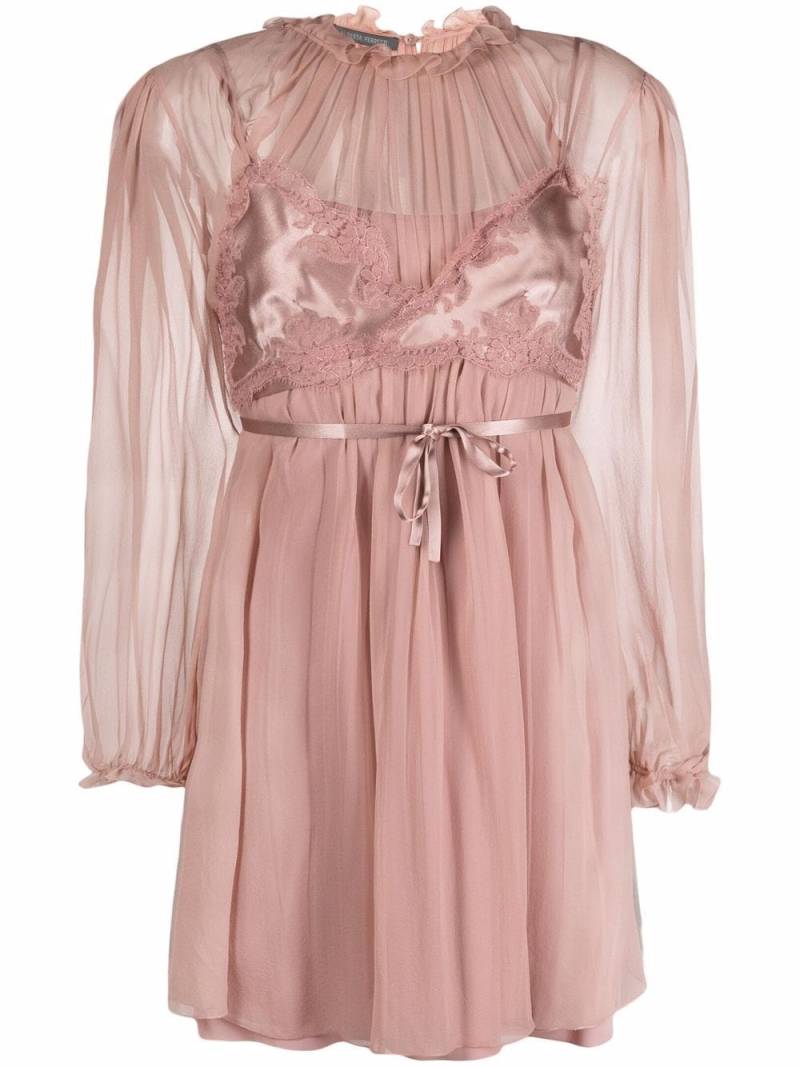 Alberta Ferretti bralette-overlay chiffon dress - Pink von Alberta Ferretti