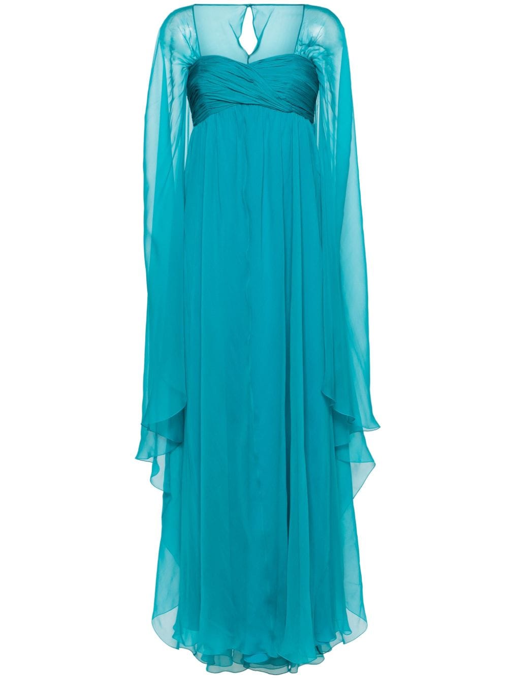 Alberta Ferretti cape-design chiffon gown - Blue von Alberta Ferretti