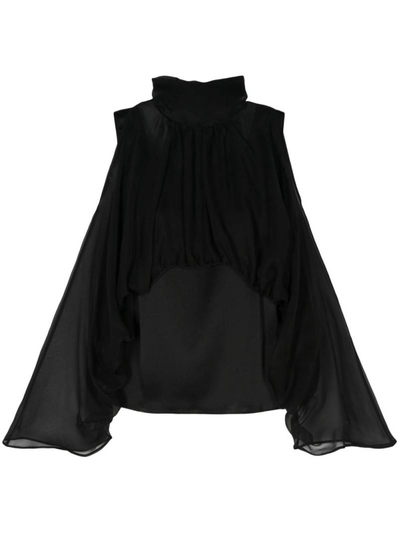 Alberta Ferretti chiffon silk hooded blouse - Black von Alberta Ferretti