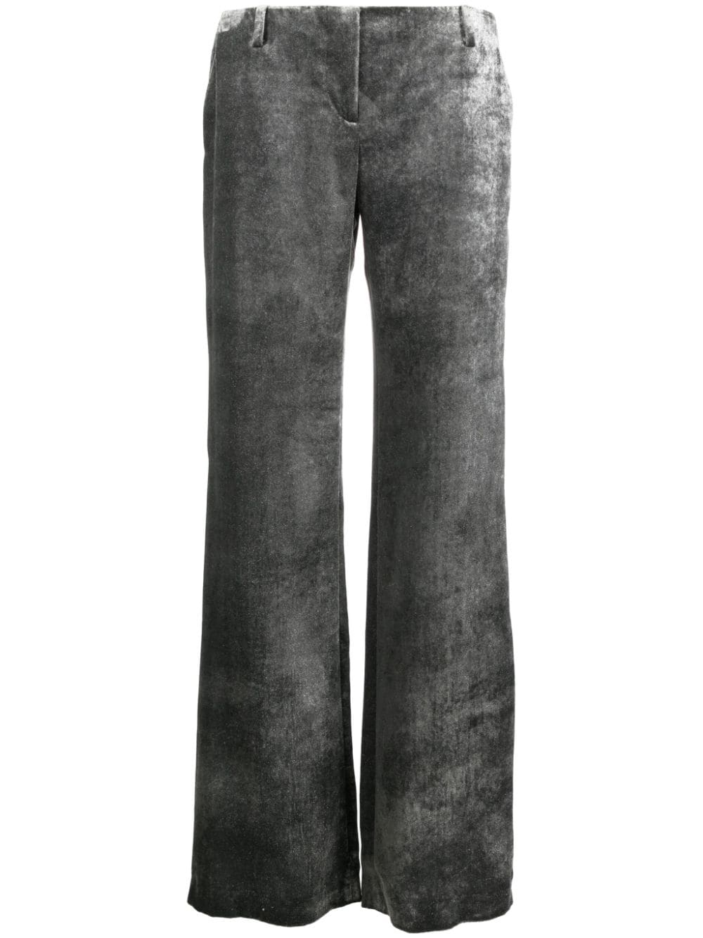 Alberta Ferretti crushed-velvet low-rise trousers - Silver von Alberta Ferretti