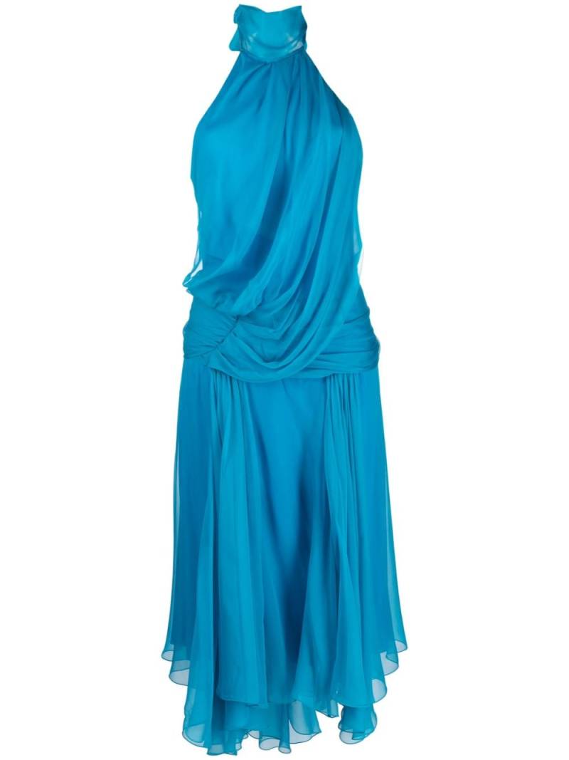 Alberta Ferretti draped halterneck midi dress - Blue von Alberta Ferretti