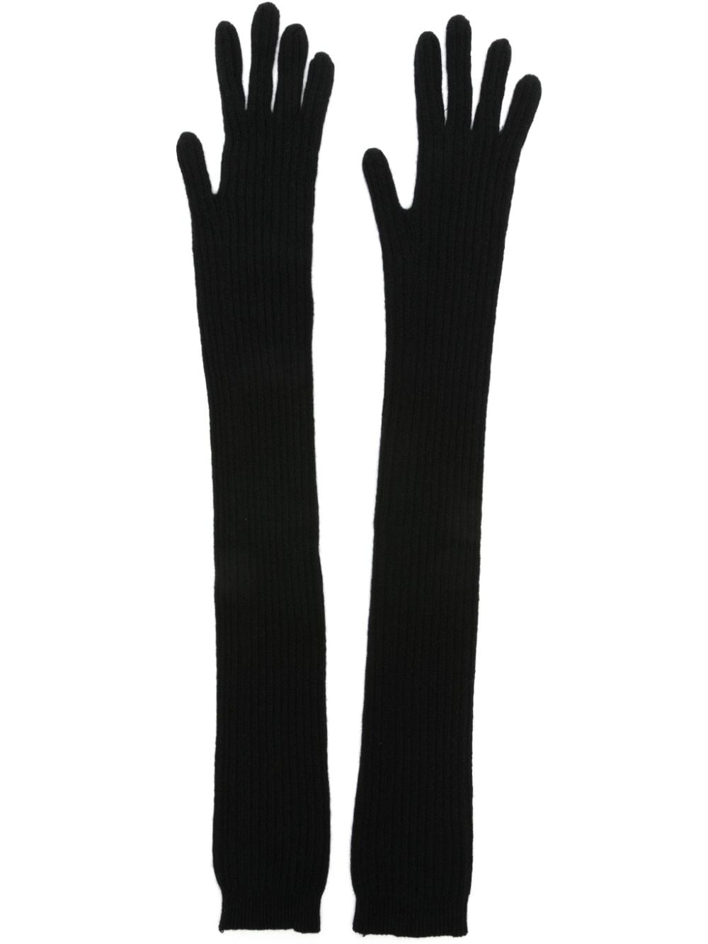 Alberta Ferretti elbow-length ribbed-knit gloves - Black von Alberta Ferretti