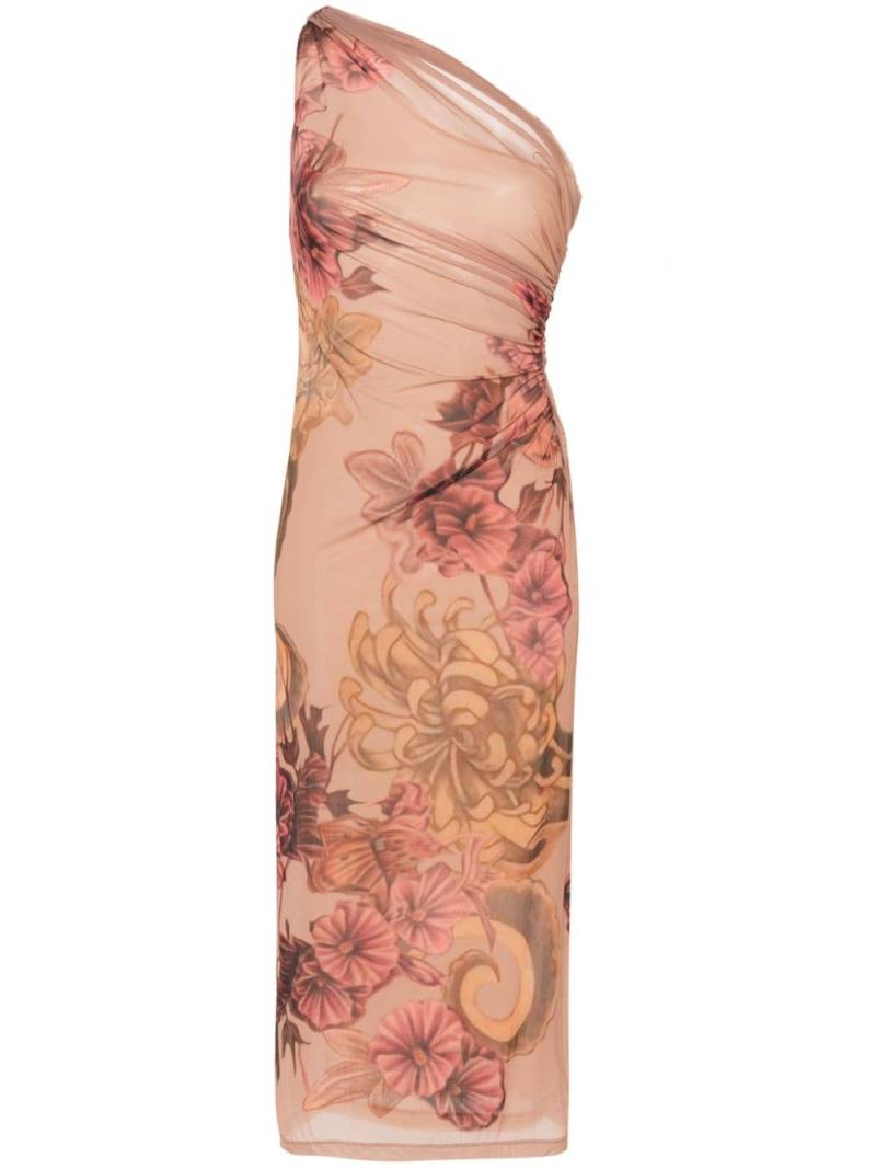 Alberta Ferretti floral-print midi dress - Neutrals von Alberta Ferretti