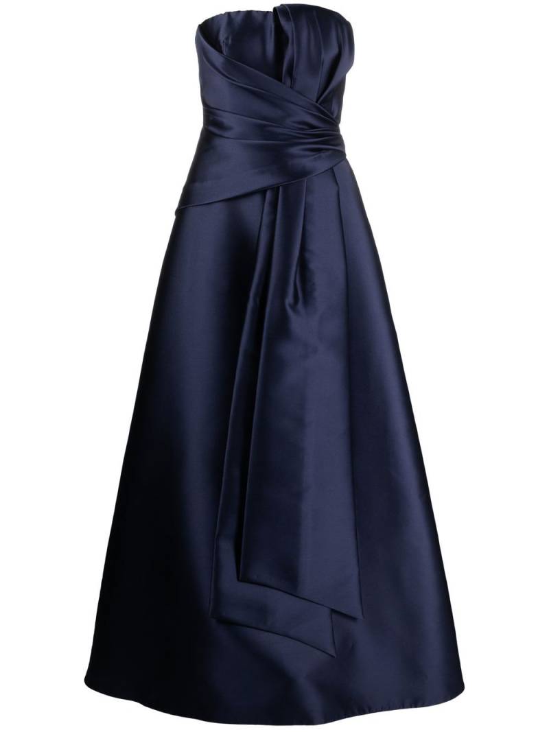 Alberta Ferretti gathered-detail strapless gown - Blue von Alberta Ferretti