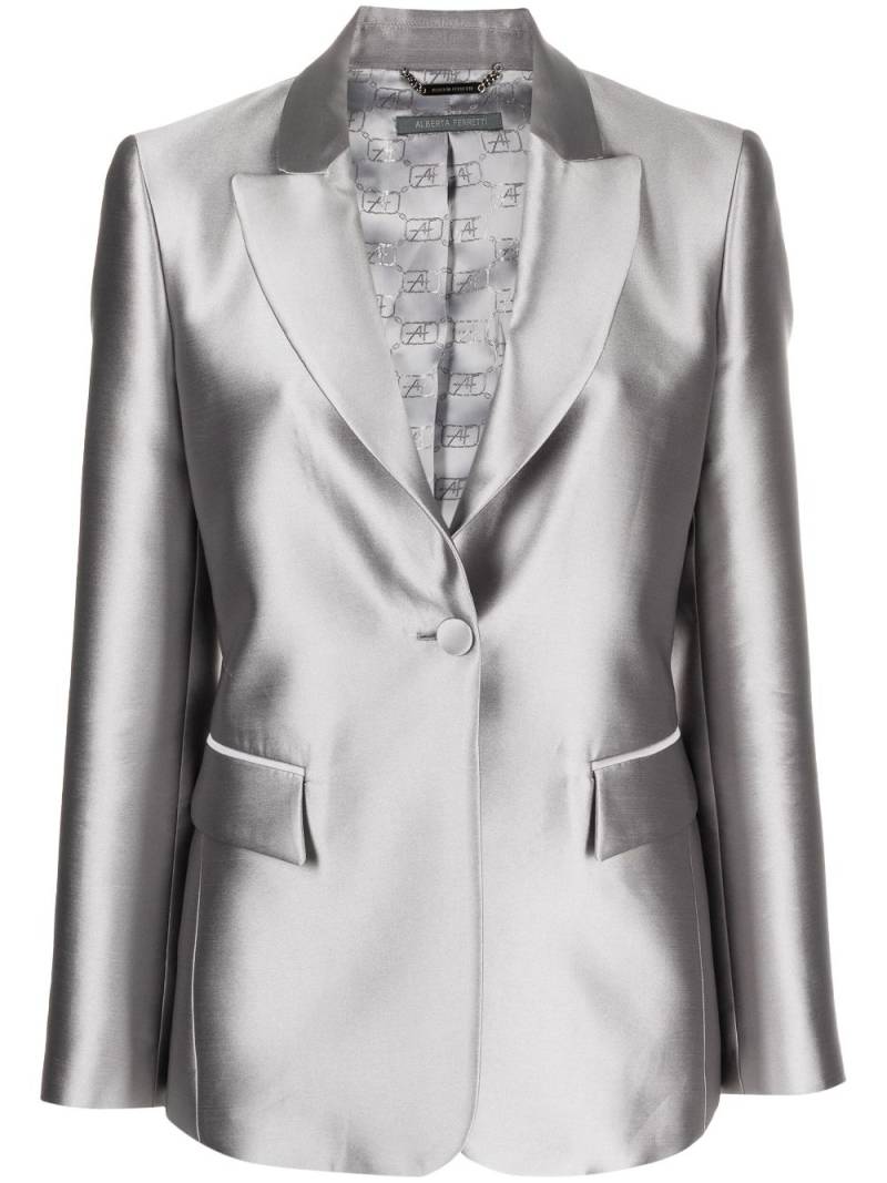 Alberta Ferretti long-sleeved satin single-breasted blazer - Grey von Alberta Ferretti