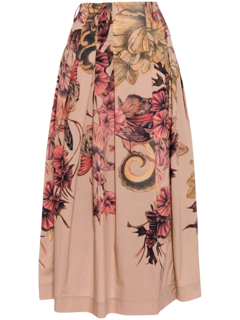 Alberta Ferretti pleated floral-print midi skirt - Brown von Alberta Ferretti