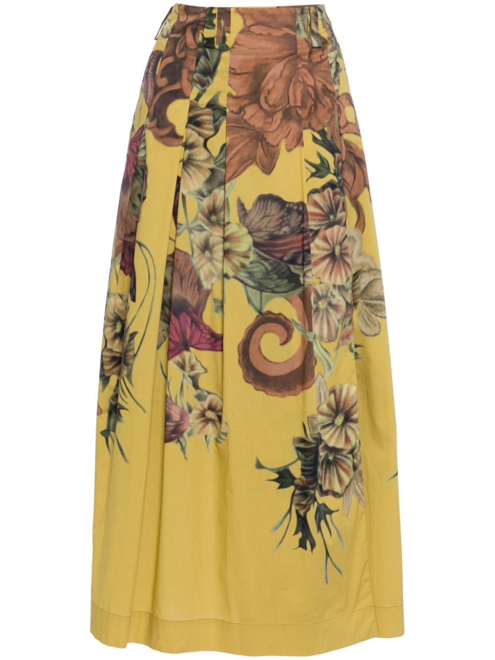 Alberta Ferretti pleated floral-print midi skirt - Yellow von Alberta Ferretti