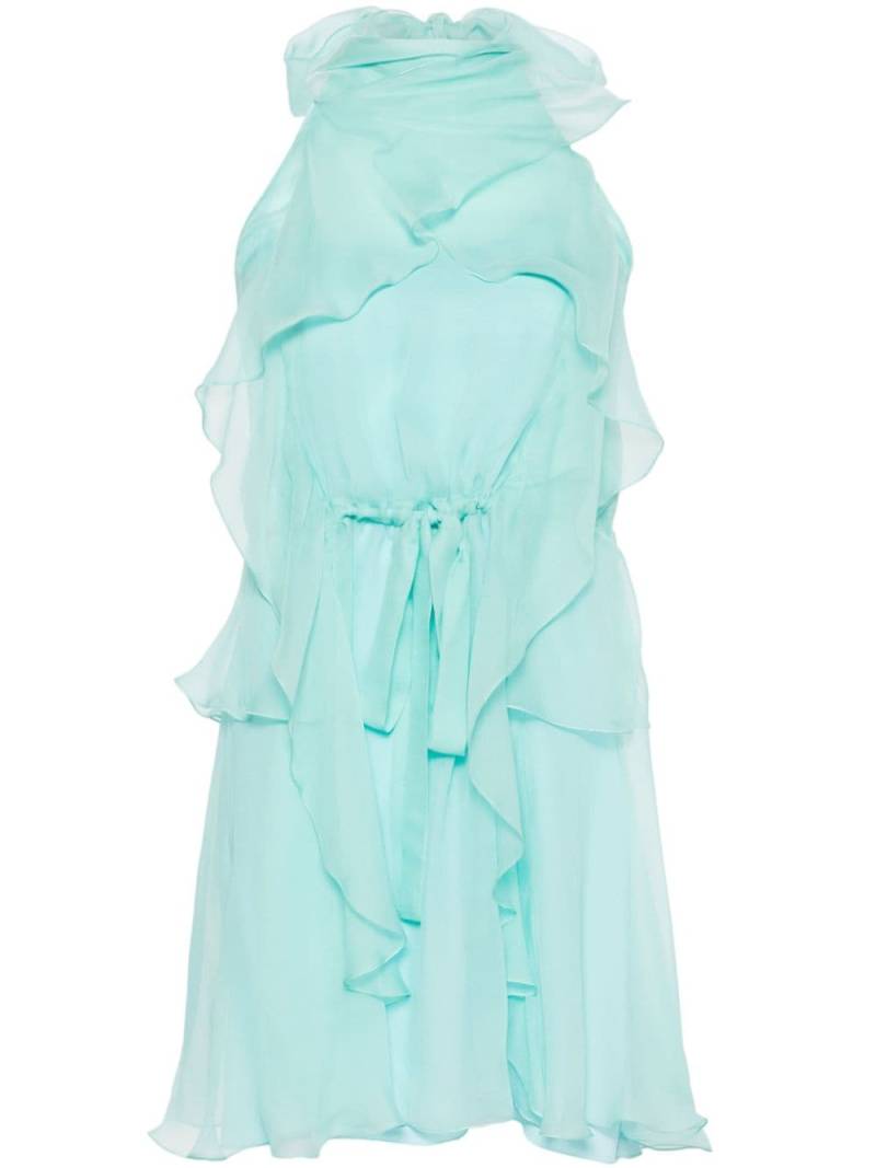 Alberta Ferretti ruffle-detail silk mini dress - Blue von Alberta Ferretti