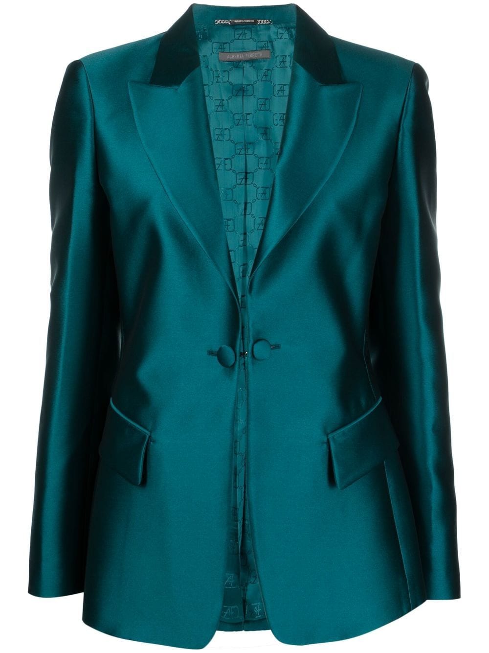 Alberta Ferretti satin-finish single-breasted blazer - Blue von Alberta Ferretti