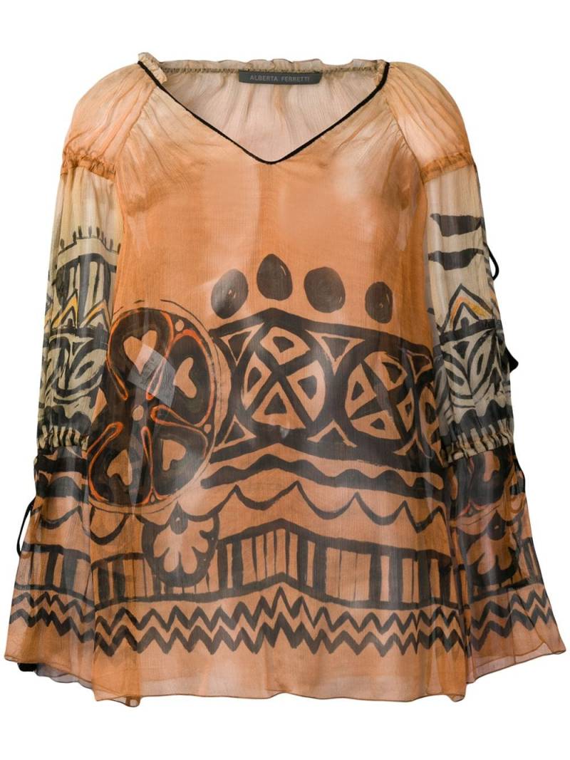 Alberta Ferretti sheer patterned blouse - Neutrals von Alberta Ferretti