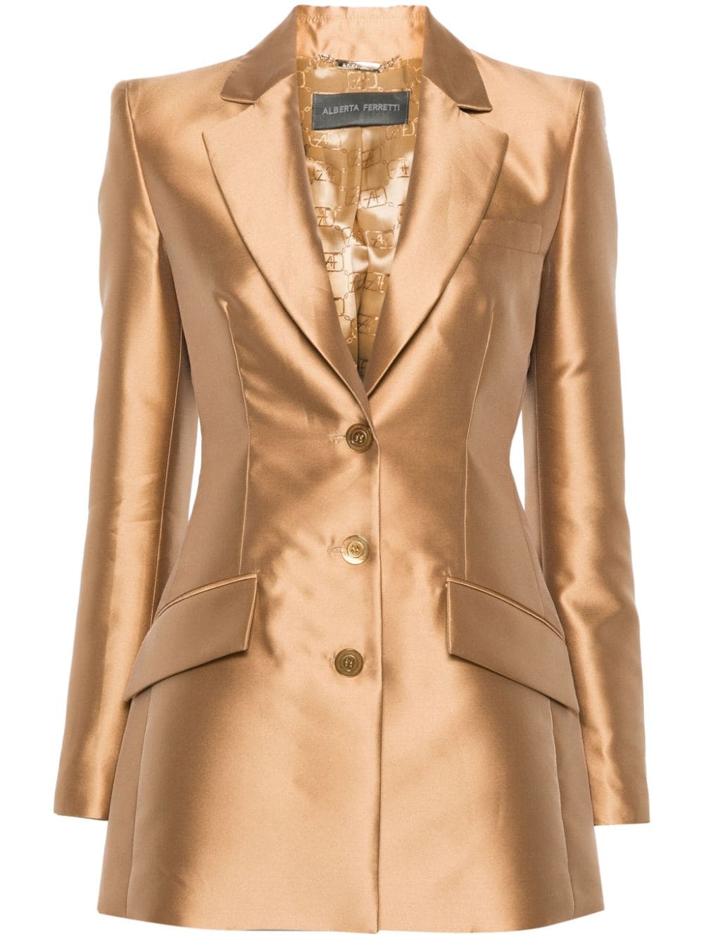 Alberta Ferretti single-breasted duchess-satin blazer - Brown von Alberta Ferretti