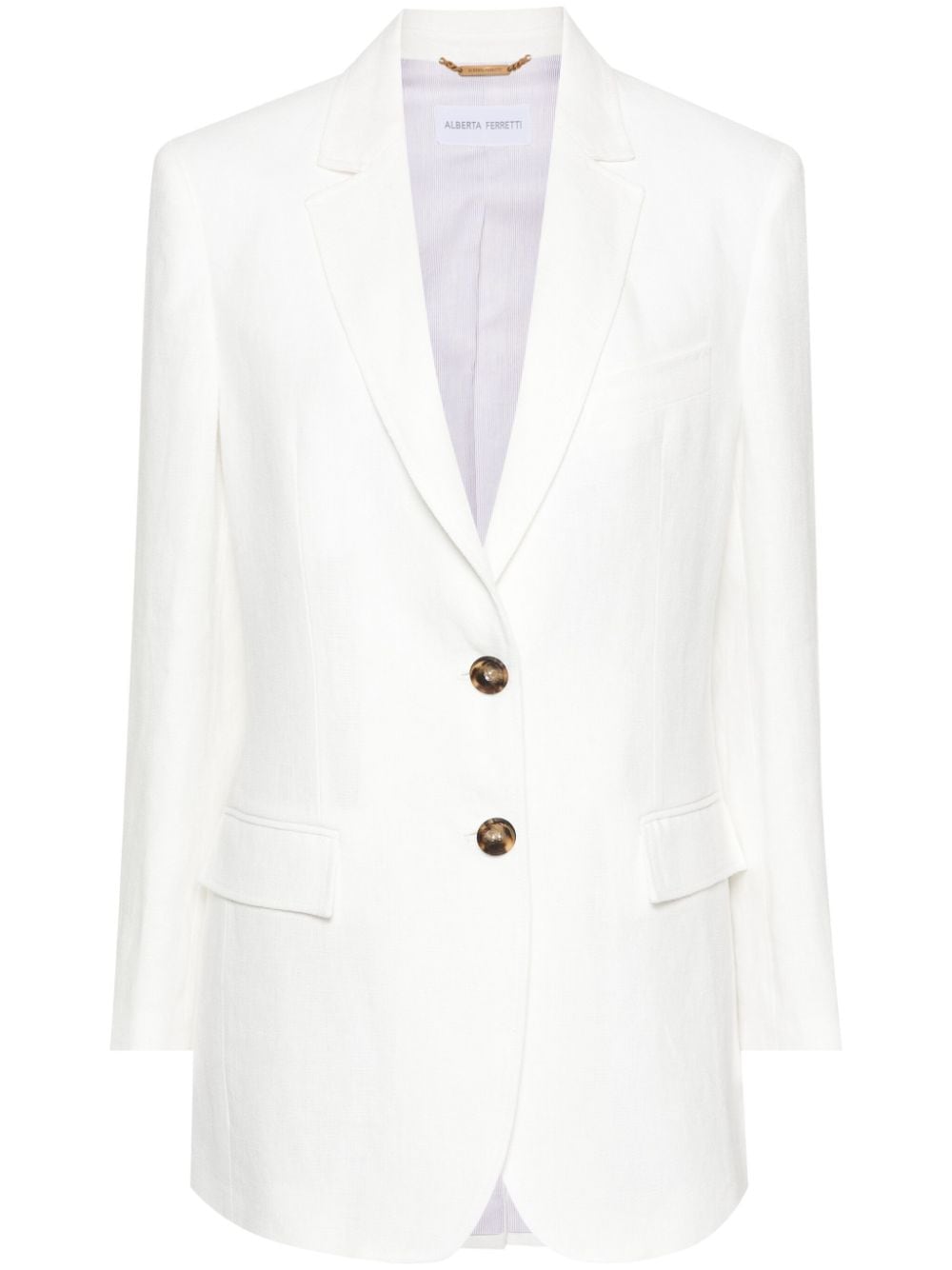 Alberta Ferretti single-breasted linen blazer - White von Alberta Ferretti