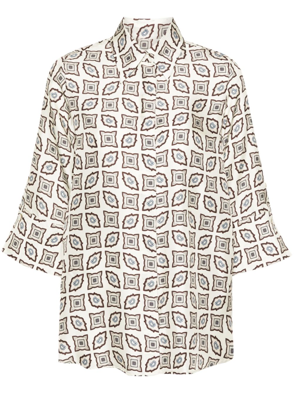 Alberto Biani geometric-print silk shirt - Neutrals von Alberto Biani