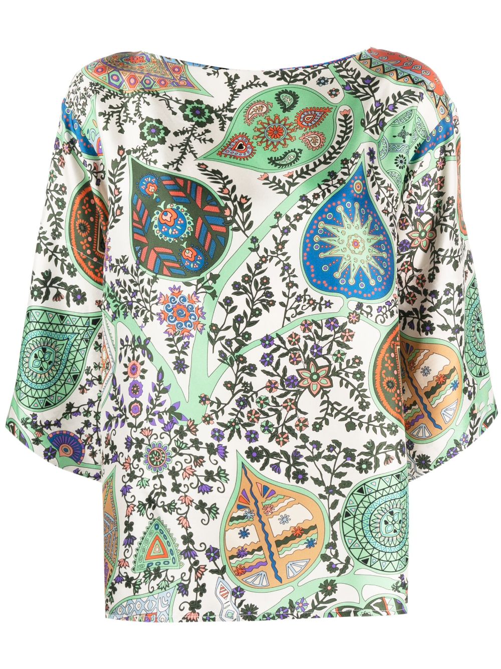 Alberto Biani graphic-print silk blouse - Green von Alberto Biani